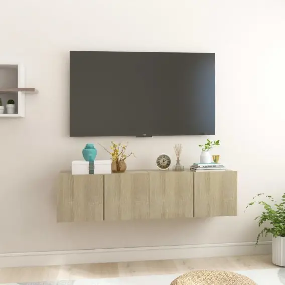 Szafki wiszące pod TV 2 szt., dąb sonoma, 60x30x30 cm Lumarko! - Hurtownia wielobranżowa Lumarko Bezpieczne zakupy